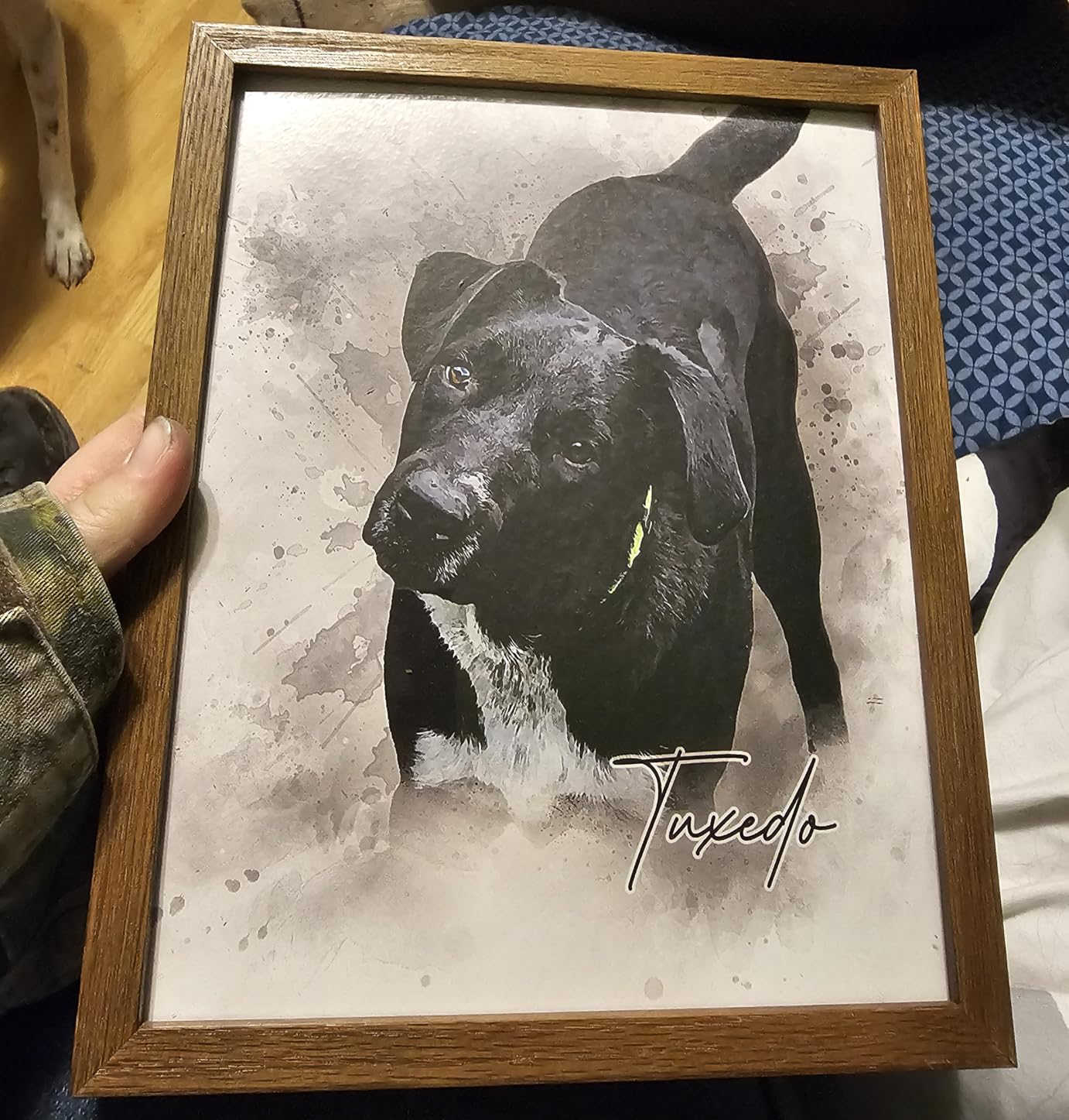 HAUS AND HUES Create Your Own Custom Pet Portrait in Water Color - Upload an Image of Your Favorite Pet for a One-of-a-Kind Poster - Landscape or Horizontal - Made in the USA (With Frame) customer photo 2