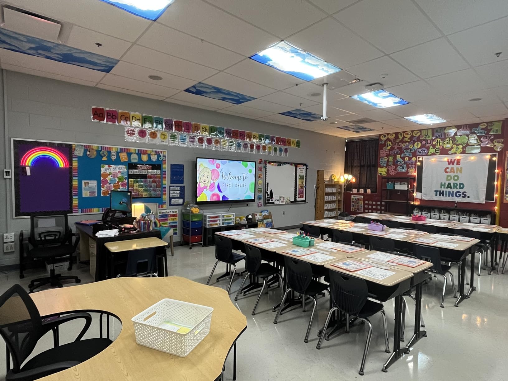 Fluorescent Light Covers for Ceiling Lights - Magnetic Cloud Cover for Fluorescent Or LED Fixture - Must Haves for Teacher Supplies - Classroom, Home, Office Cubicle Decor - Filters Overhead Lighting customer photo 1