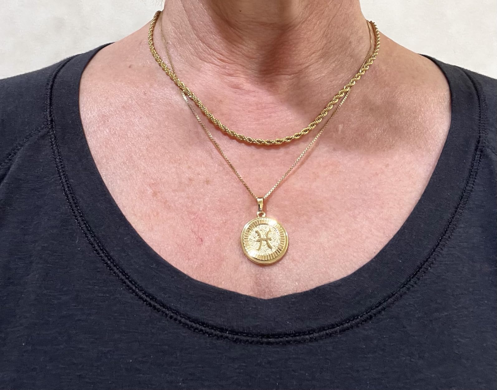 18k Gold Plated Zodiac Necklace & Pendant - Gold Necklace for Women & Men, Tarnish & Water Resistant, Birthday Gifts for Women & Men customer photo 2