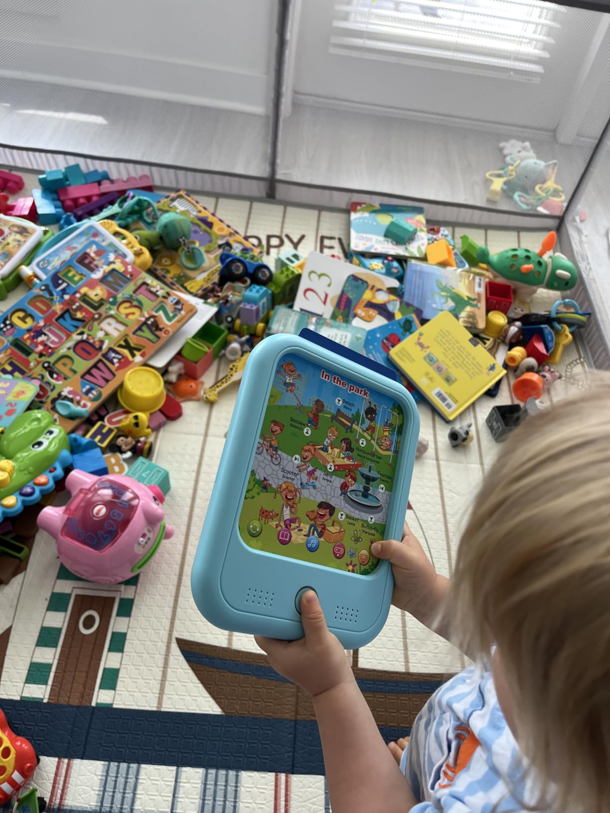Kids Educational Learning Tablet Toy-Educational Tablet Toy to Interactive Learn Alphabets,Colors,Number,Foods,Jurassic Park,Animals,Learning Toys for Toddlers 2-6 Years Old,Gifts for Boys Girl customer photo 2