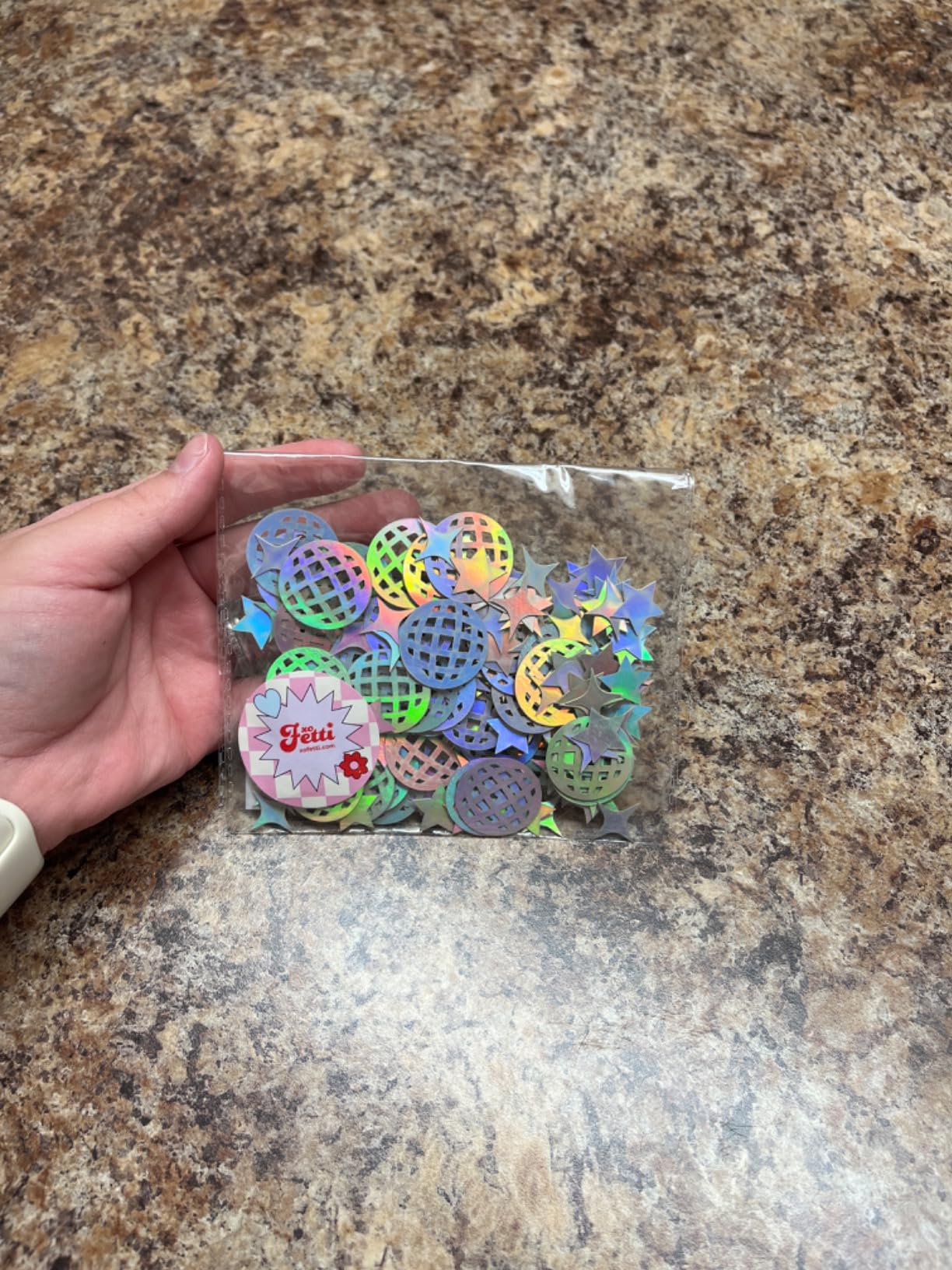 xo, Fetti Disco Ball Foil Confetti - 200 pc | Bachelorette Party Decoration, Cute Birthday Table Decor, Groovy Engagement Decor, Bridal Shower Supplies customer photo 2