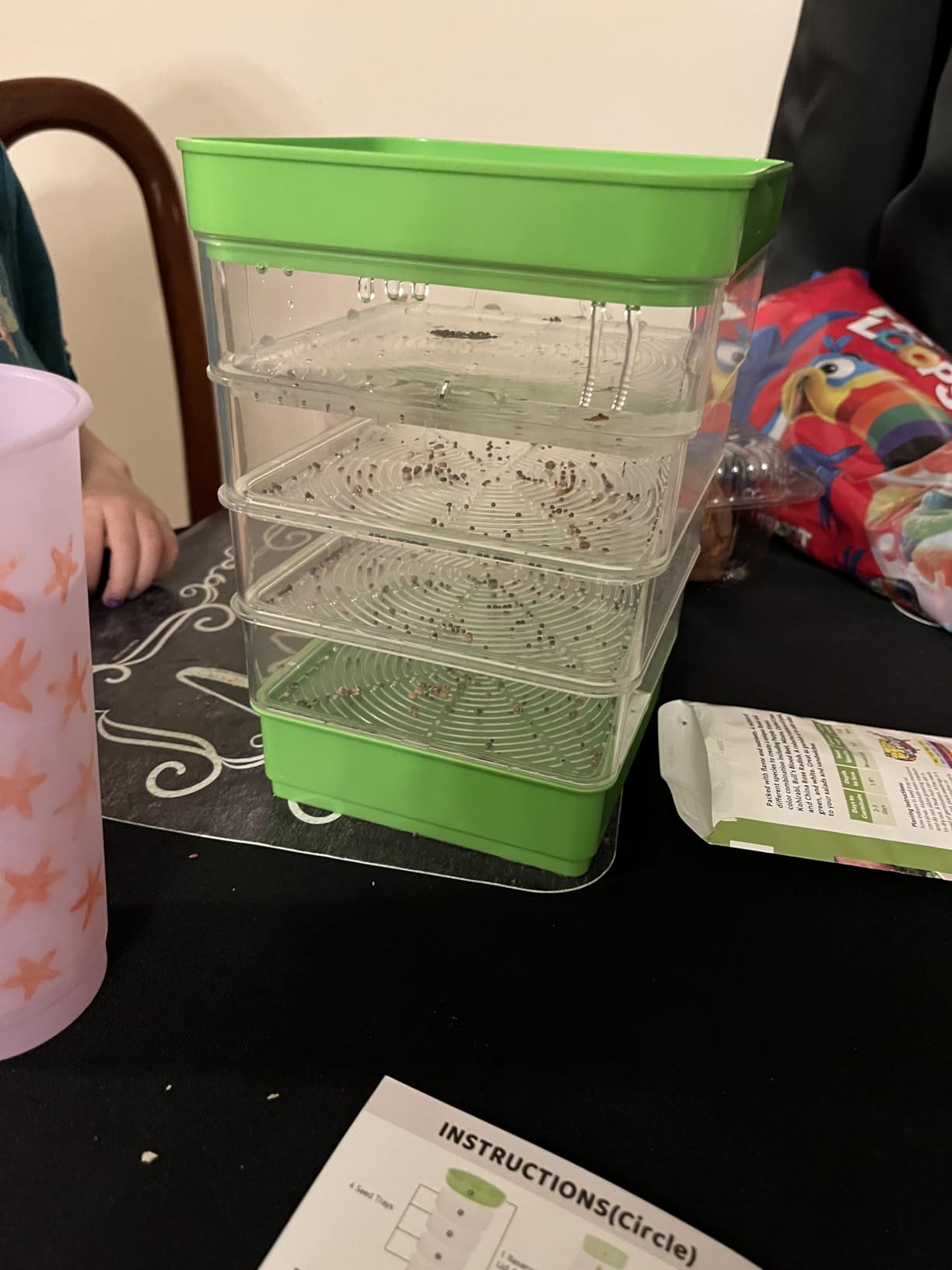 4-Tier Seed Sprouting Kit with Drain Holes and Drain Tray, Upgrade Stackable Microgreens Fresh Organic Bean Seed Sprouter Tray Ripple Soil-Free Sprouter Tray for Beans Alfalfa Seeds customer photo 1