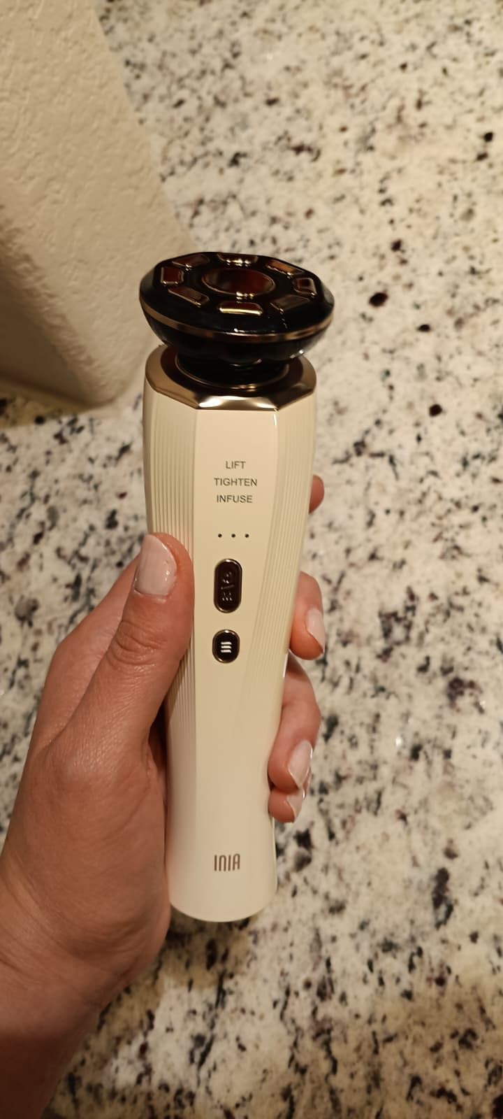 INIA 3-in-1 Red Light Therapy for Face and Neck Beauty Device for Puffiness & Skin Firming Skincare Tool (White) customer photo 1