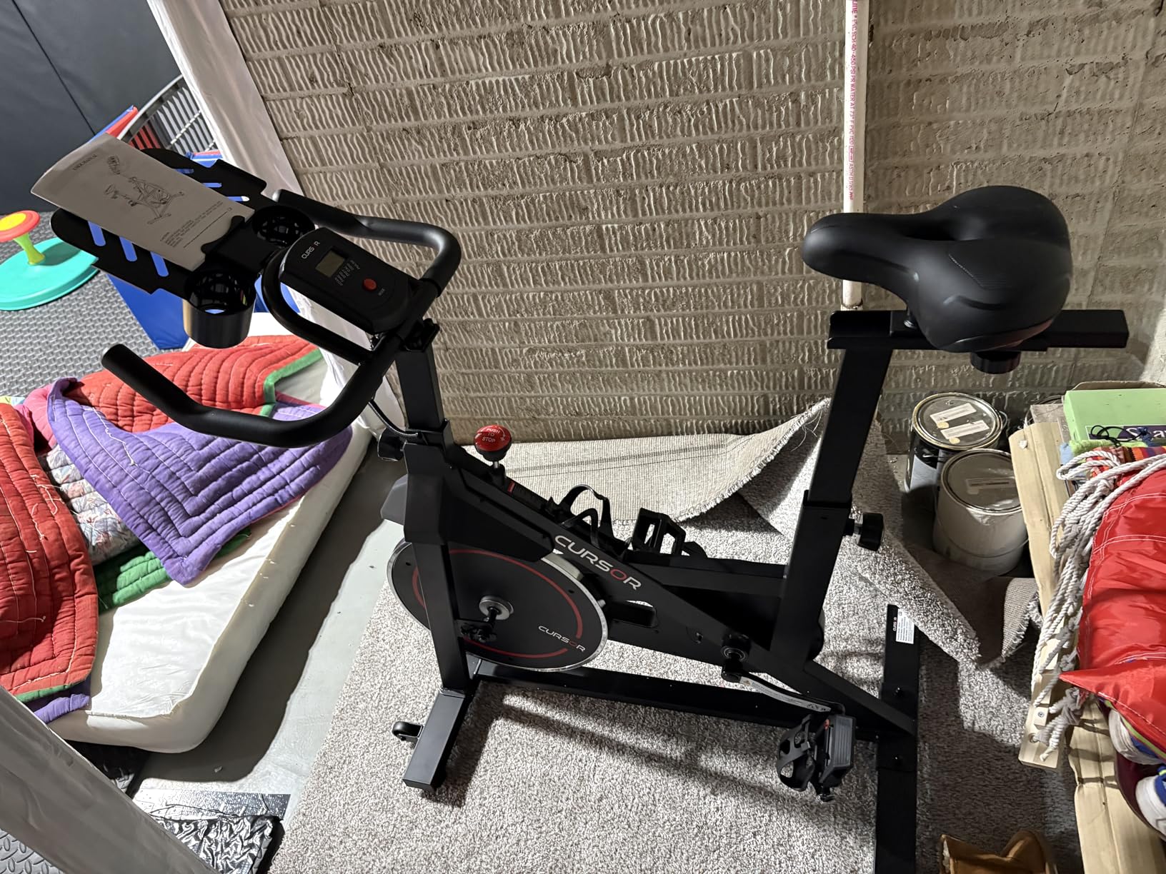 CURSOR FITNESS Exercise Bike, Brake Pad Stationary Bike for Home with Exclusive App, Stationary Bikes for Home with 300 lb Weight, Indoor Cycling Spin Bike Workout Bike with Extra Comfort Seat customer photo 2