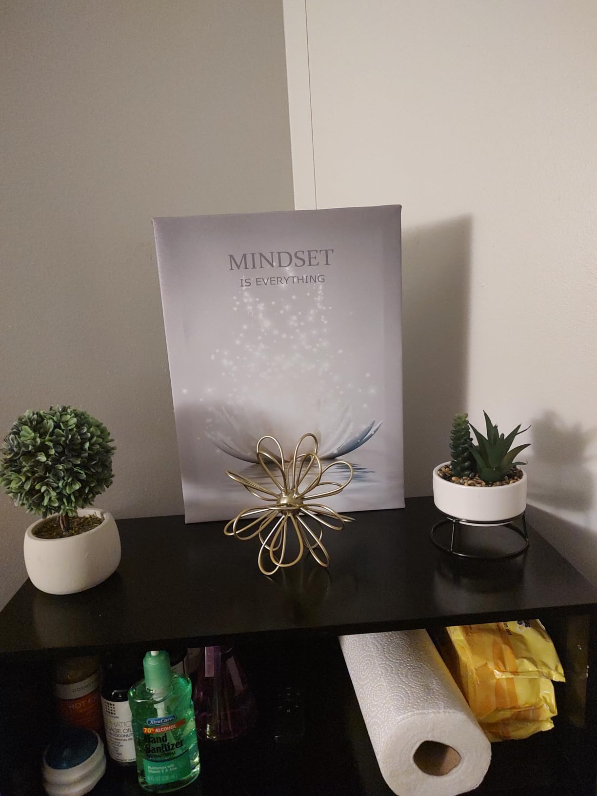 Lotus Flower Wall Art Canvas Mindset Motivational Quotes Poster for Zen Office Wall Decor Spiritual Meditation Prints Artwork Framed (12 x 16inches) customer photo 1