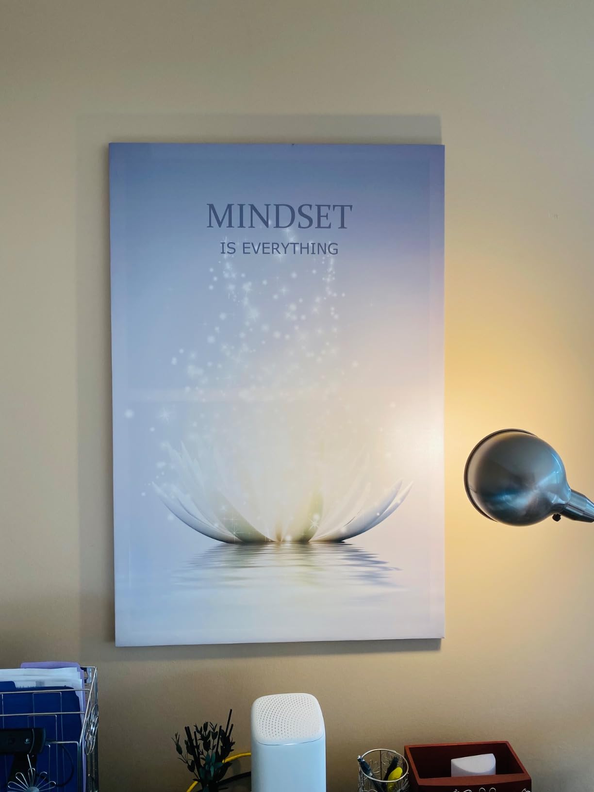 Lotus Flower Wall Art Canvas Mindset Motivational Quotes Poster for Zen Office Wall Decor Spiritual Meditation Prints Artwork Framed (12 x 16inches) customer photo 2