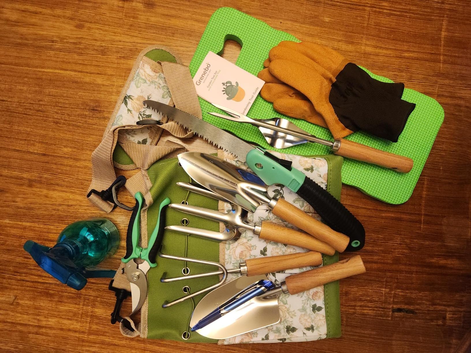 All-in-One Garden Tool Set, 11-Piece Heavy Duty Gardening Tools with Ergonomic Canvas Shoulder Crossbody Bag, Rust-Proof Premium Garden Tool Kit, Gardening Gift for Women Men, Green, GR003 customer photo 2