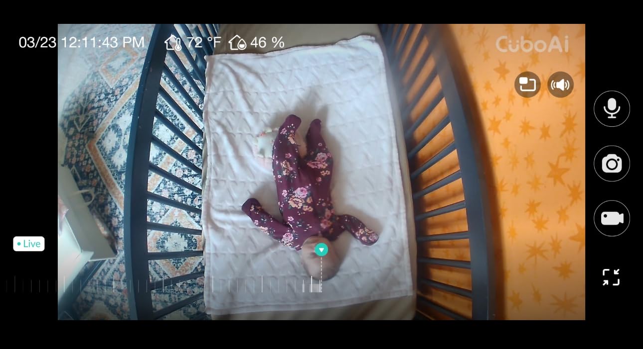 CuboAi New Model Smart Baby Monitor 3: Sleep Safety Alerts for Covered Face Rollover, 2.5K QHD Night Vision WiFi Camera, 2-Way Audio, Humidity Sensor, Lullabies. App Control (Floor Stand Set) customer photo 2