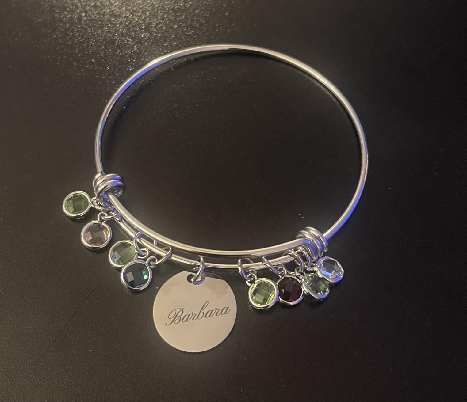 Custom Grandma Birthstone Bangle Bracelet, Personalized Children's Birthstone Gift for Mom, Handmade Jewelry for Her, Birthday Mothers Day Gift for Women, Meaningful Present for Grandma - ABR-LC-MBS customer photo 1