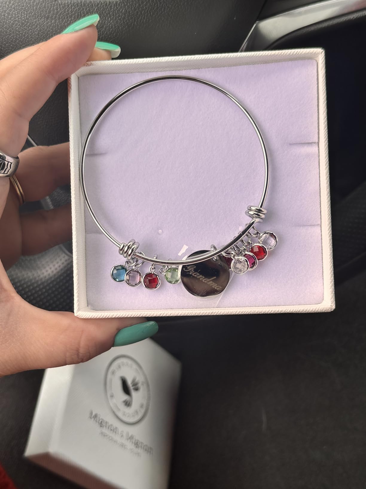 Custom Grandma Birthstone Bangle Bracelet, Personalized Children's Birthstone Gift for Mom, Handmade Jewelry for Her, Birthday Mothers Day Gift for Women, Meaningful Present for Grandma - ABR-LC-MBS customer photo 2