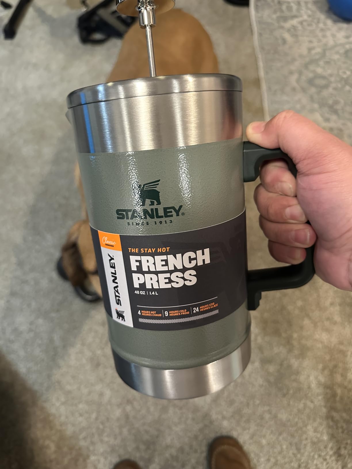 STANLEY Classic Stay-Hot French Press Coffee Maker 48 oz | 5 Minute Brew, 4 Hours Hot | Mesh Filter for Coffee Grounds | Insulated Stainless Steel French Press | BPA-Free | Black 2.0 customer photo 1