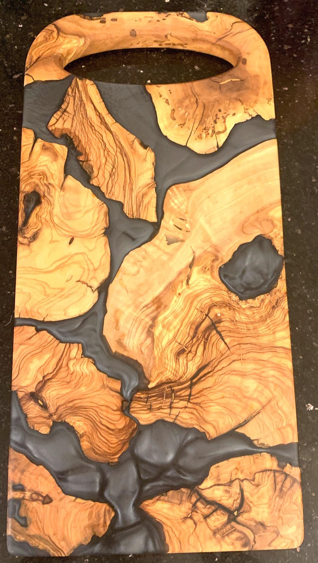 Handmade Olive Wood Round Resin Cheese & Charcuterie Board - Circular Decorative Epoxy Cutting Board with Unique Blue Resin Artwork, Ocean Oasis Design customer photo 2