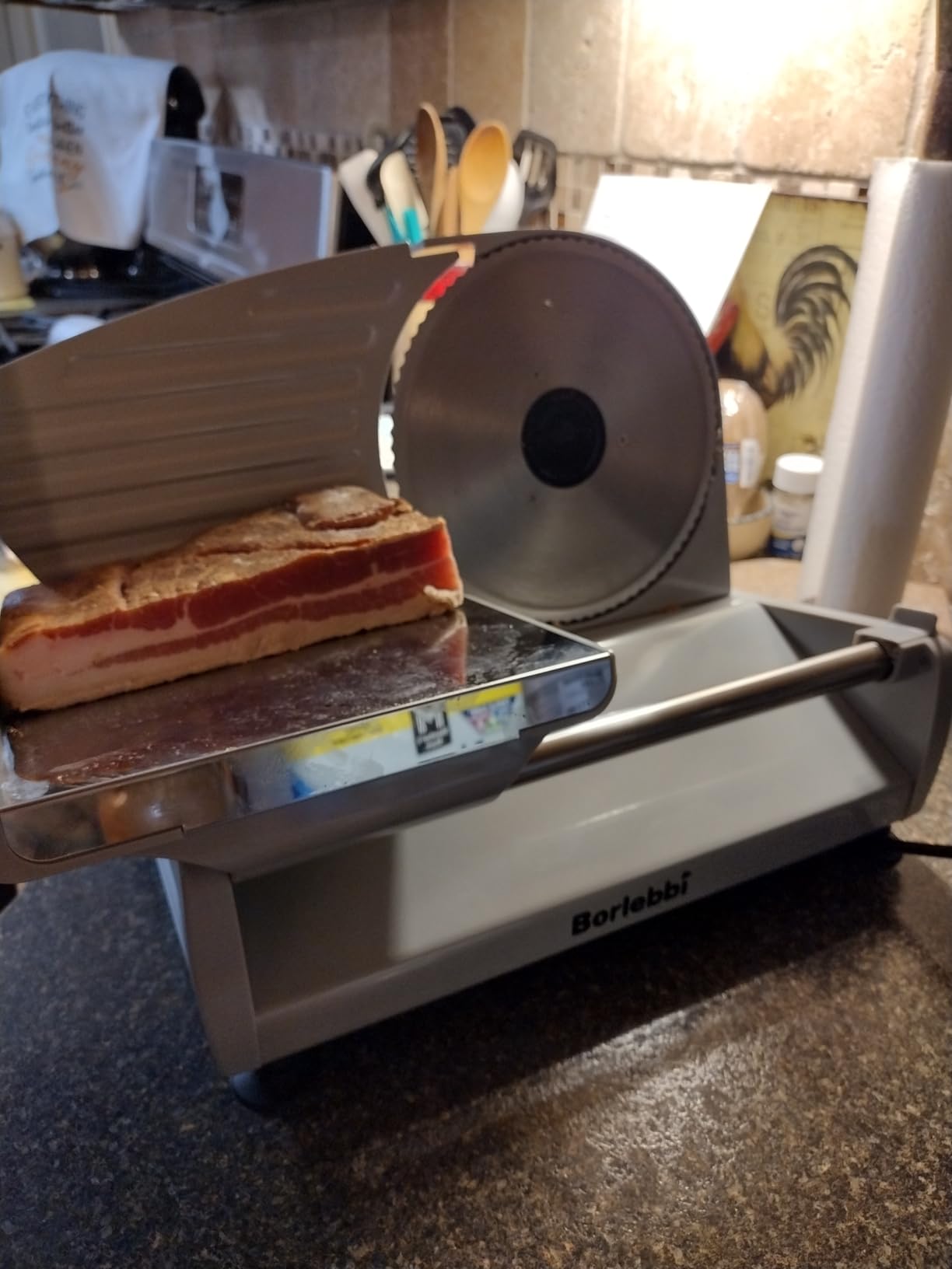 Meat Slicer, 200W Meat Slicer Machine for Home, DC Motor Quiet Deli Slicer with 2 Removable 7.5'' Stainless Steel Blades, Adjustable Dial for 0-15mm, Electric Food Slicer for Meat, Cheese, Bread customer photo 1