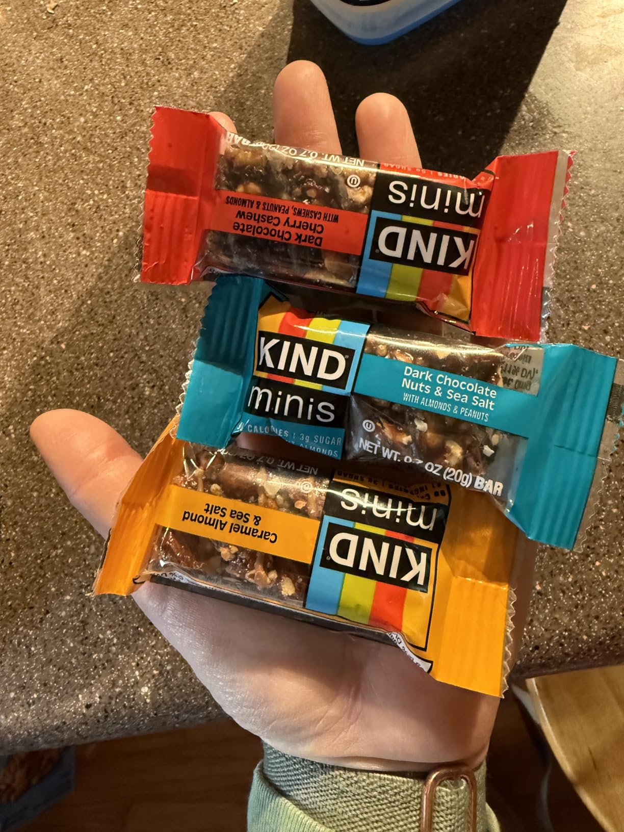 KIND Bar Minis Variety Pack - Dark Chocolate Nuts and Sea Salt, Caramel Almond Sea Salt, Dark Chocolate Cherry Cashew customer photo 1
