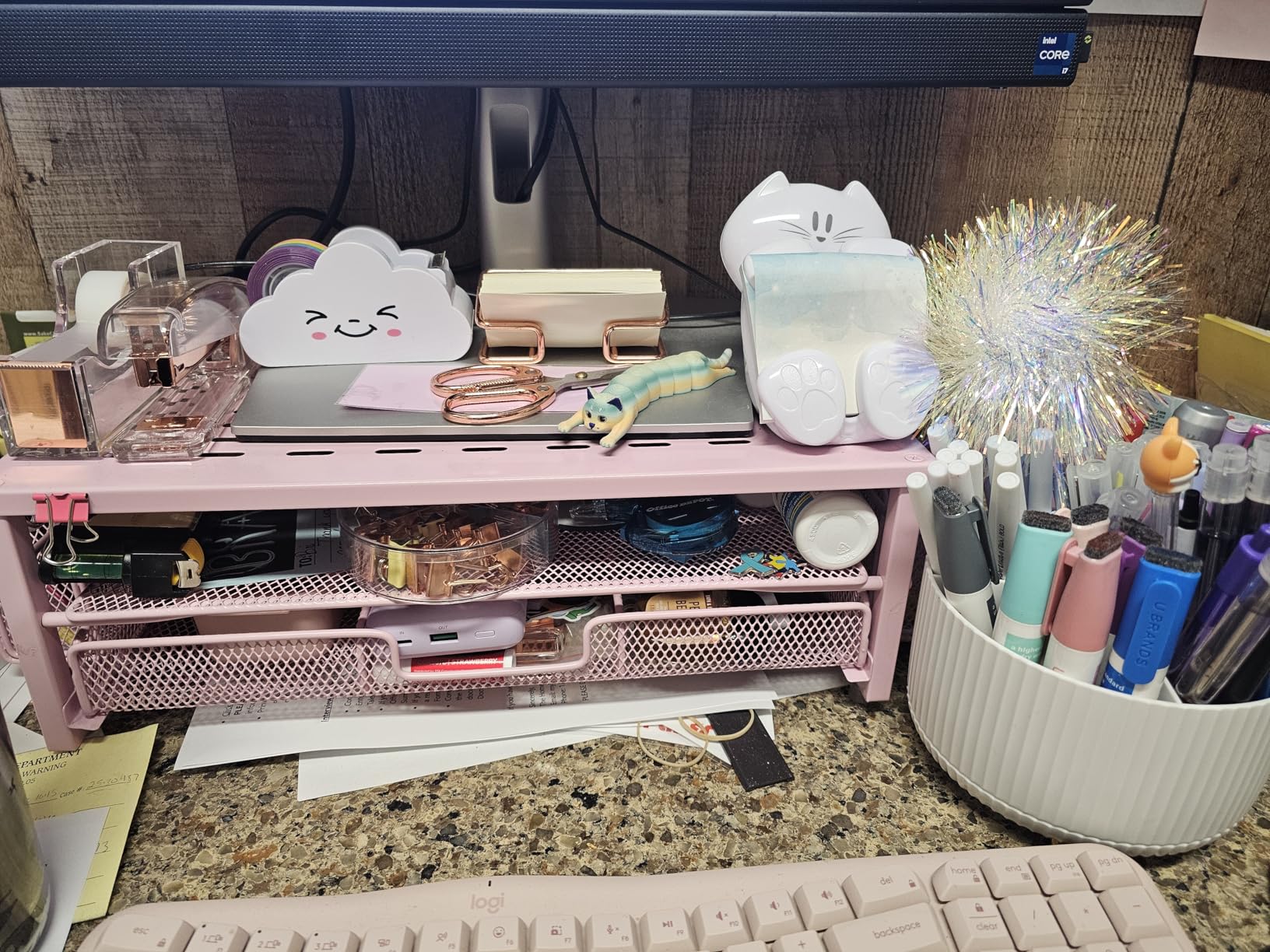 Desk Organizers and Accessories Set with 360-Degree Rotating Pen Holder, Tape Dispenser, Stapler, Staple Remover, 1000 Staples, Tape, Clips Set, Ruler, Scissor, Pen customer photo 1