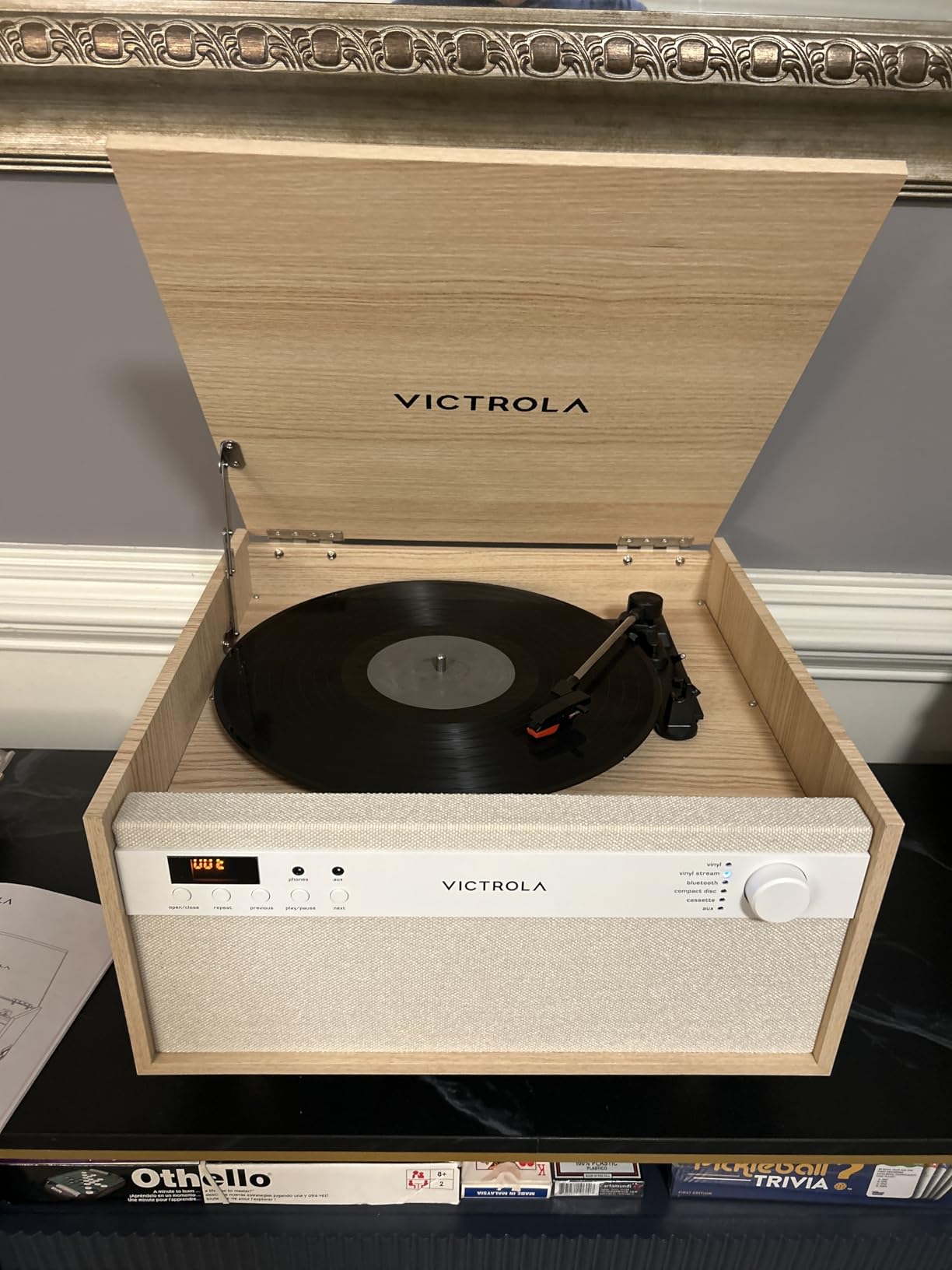 Victrola Century 6-in-1 Vinyl Record Player & Music Center - 3-Speed Turntable, CD & Cassette Player, VINYLSTREAM, Bluetooth & 3.5mm Aux, Record Player with Speakers, Mid Century Design (Walnut) customer photo 1