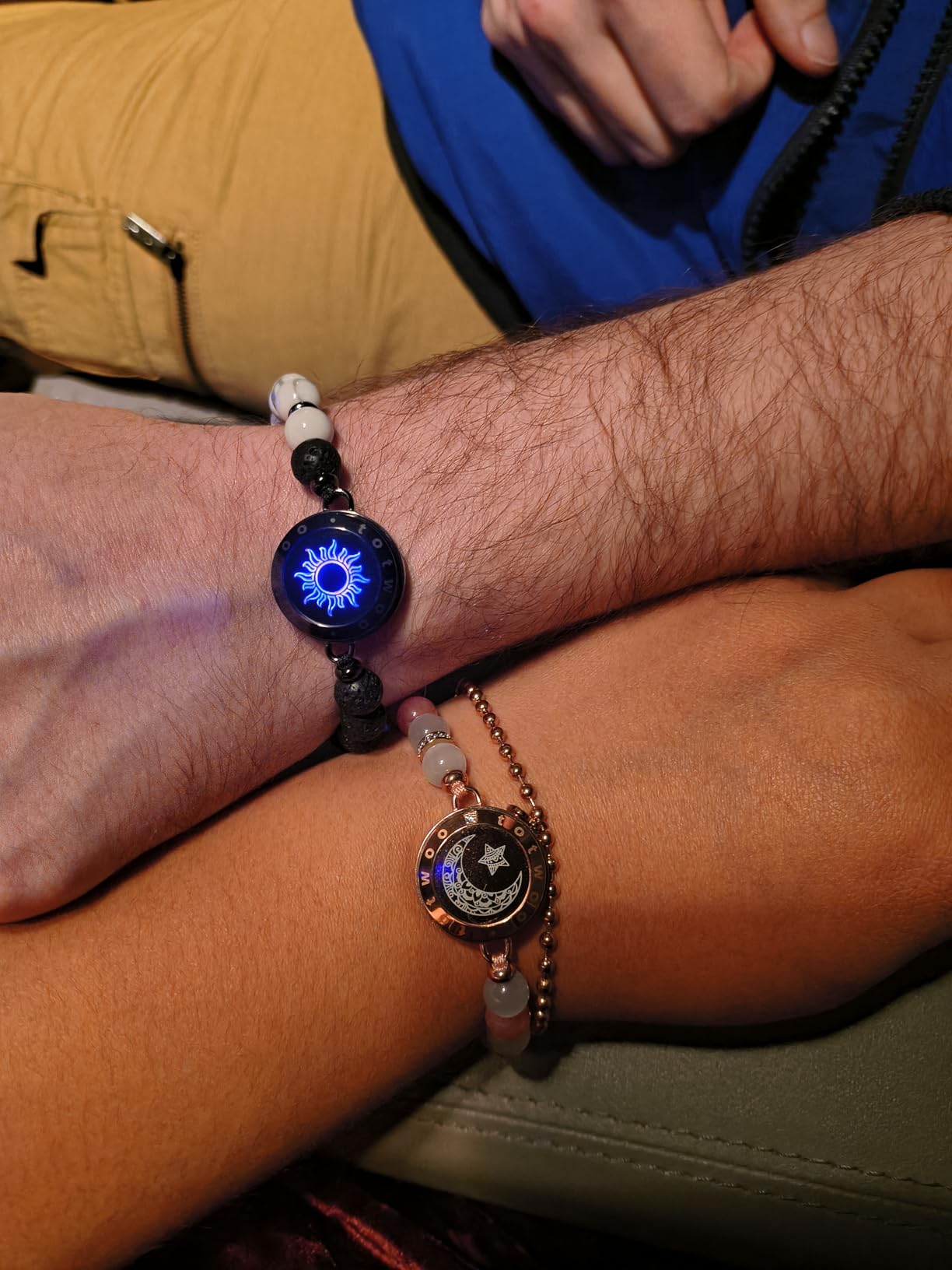 TOTWOO Long Distance Touch Bracelets for Couples, Smart Light up & Vibration Love Jewelry, Healing Stone Bracelet | Valentines Day Gifts for Him Her Women Men, One-to-One Bluetooth Pairing via App customer photo 1