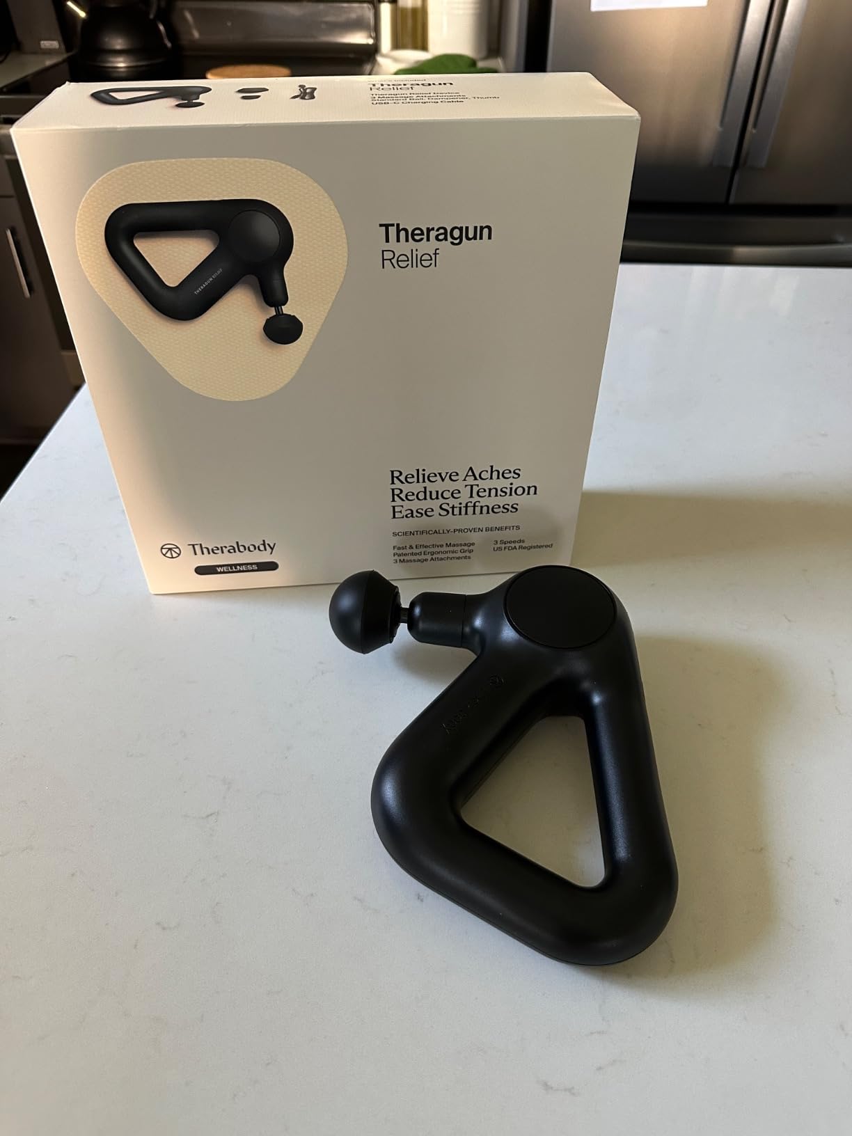 TheraGun Therabody Relief - Quiet Deep Tissue Therapy Massage Gun - Bluetooth Enabled, Electric Percussion Massage Gun & Personal Massager for Pain in Neck, Back, Leg, Shoulder and Foot customer photo 2