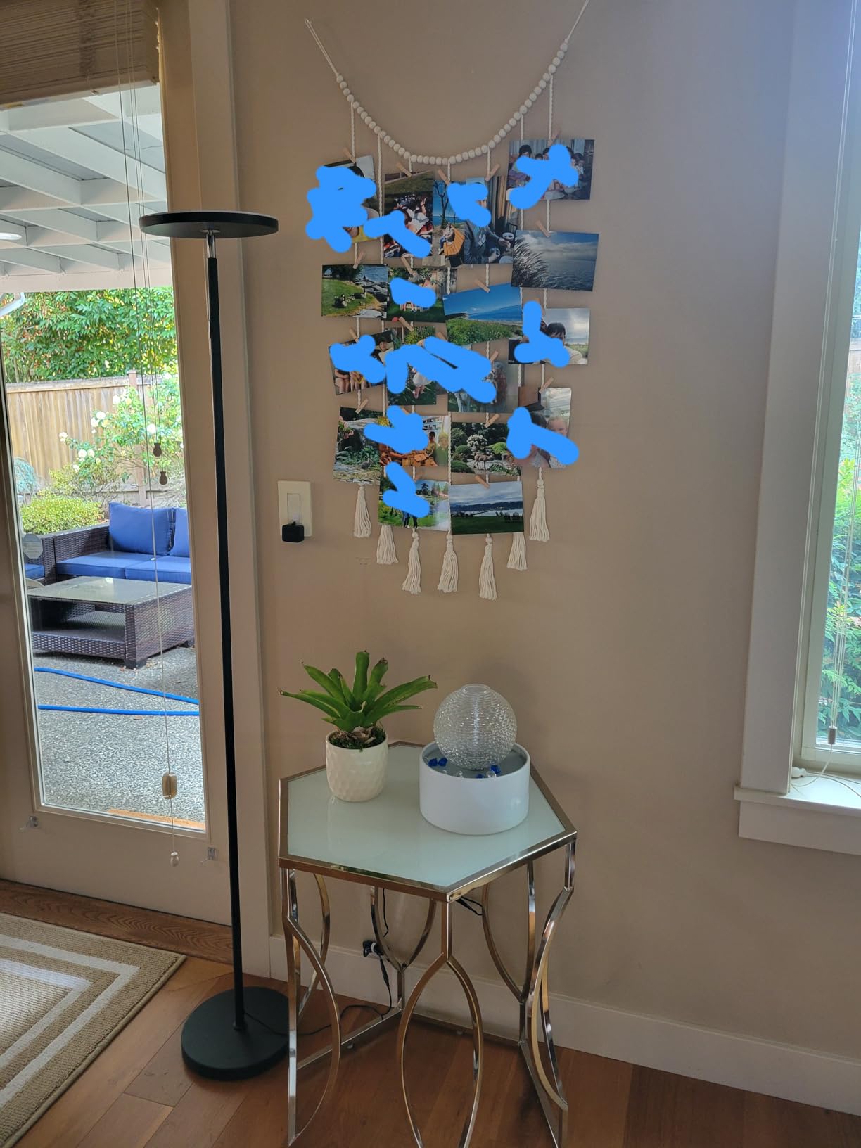 Macrame Hanging Photo Display Boho Wall Decor with String Lights Wooden Beads Garland Picture Frame Collage Holder with 30 Clips for Room, Bedroom, Dorm, Christmas Teenage Teen Girl Gifts (Beige, Medium) customer photo 1