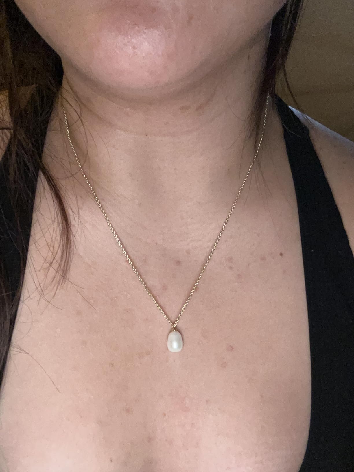 Pearl Necklace for Women Trendy, 14k Gold Plated Necklace Dainty Wedding Necklace Small Cute Choker Necklace Beaded Lariat Drop Necklace Vintage Waterproof Jewelry for Women Gold Jewelry Fashion Gifts customer photo 1