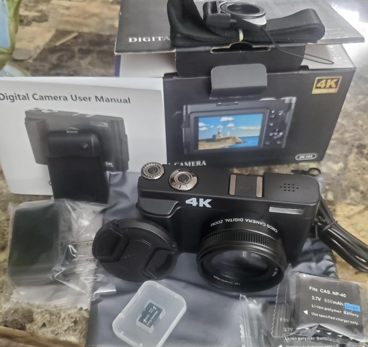 4K Digital Camera for Beginners & Teens, Autofocus 48MP Vlogging Camera for YouTube, 3'' 180°Flip Screen Camera with Flash 16X Zoom, 32G Card Battery Charger Black, Easy to Use customer photo 1