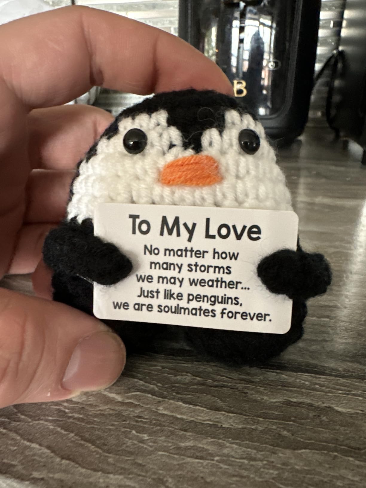 Gifts for Him Her Boyfriend Girlfriend, To My Love Handmade Crochet Mini Penguin Anniversary Birthday Gifts for Women Men, Romantic Valentines I Love You Gifts for Wife Husband Couples Cute Decor customer photo 1