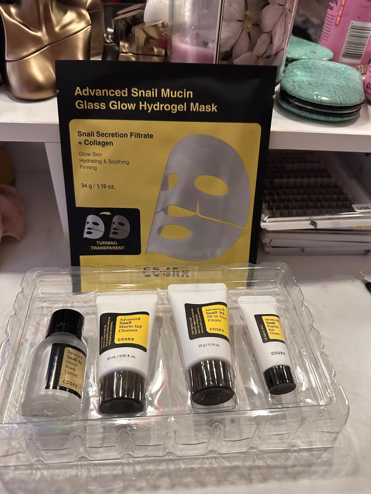 COSRX Advanced Snail Mucin Glass Glow Hydrogel Face Masks Skincare 3 EA, Collagen Face Mask, Travel Essentials, Overnight Face Mask, Korean Skin Care customer photo 2