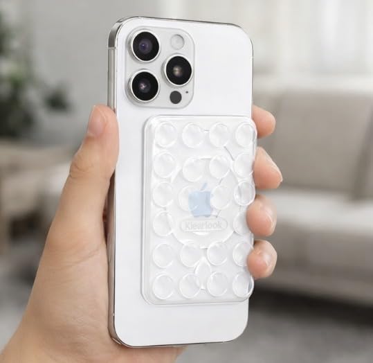 Klearlook Magnetic Suction Phone Mount for MagSafe Case, Removable Sticky Phone Grip Holder for Hands-Free Makeup/Selfie/Live Streaming/Vlog for TikTok & Instagram Influencer/Creator, Transparent customer photo 1