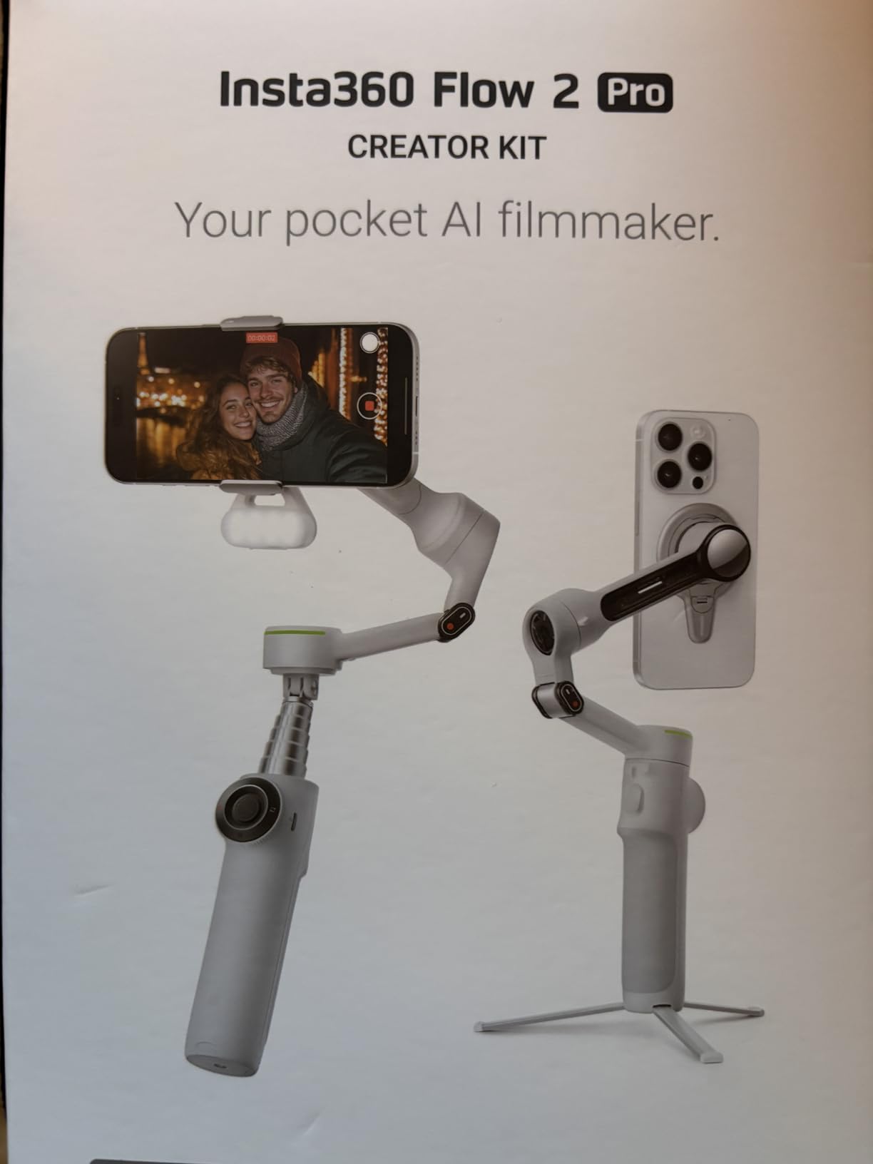 Insta360 Flow 2 Pro White - Industry-First AI Phone Gimbal with Apple DockKit, Pioneering 360º Pan Tracking, Free Tilt, Built-in Tripod/Selfie Stick customer photo 2