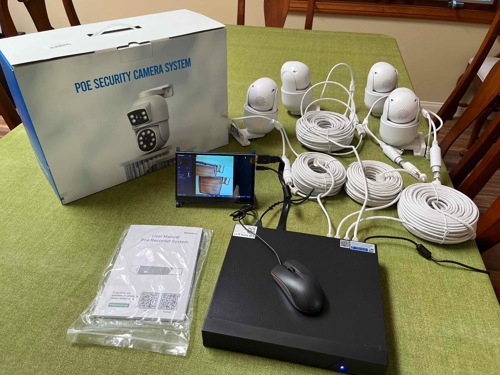 CAMCAMP POE Security Camera System,Dual Lens Wired Security Camera System Outdoor,4pcs 2-in-1 Cameras,2-Way Audio,Auto Tracking,PTZ, Color Night Vision, 8CH NVR with 500GB HDD for 24/7 Recording customer photo 2
