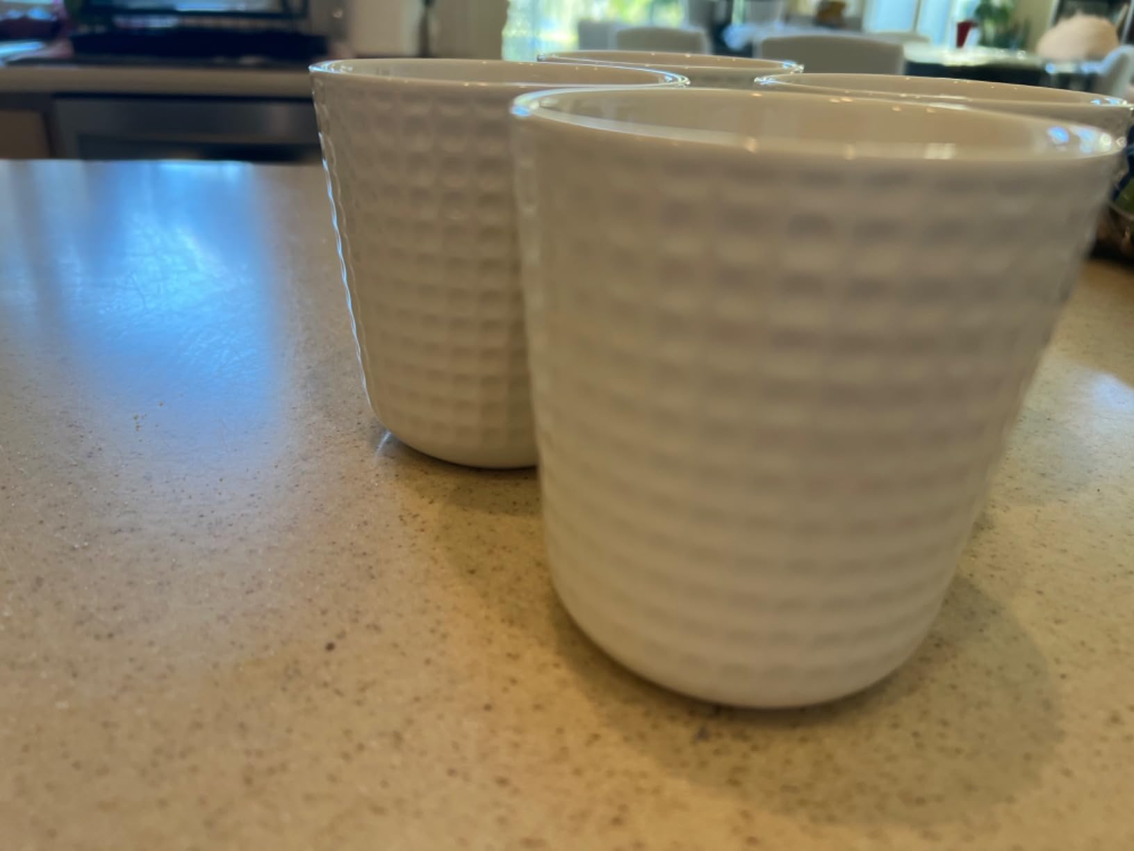 Ceramic Coffee Mugs Set of 4, 14oz White Coffee Cups with Embossed Grid Texture, Modern Minimalist Coffee Mug for Latte Cappuccino Tea Cocoa, Dishwasher & Microwave Safe, Ideal Housewarming Gift customer photo 1
