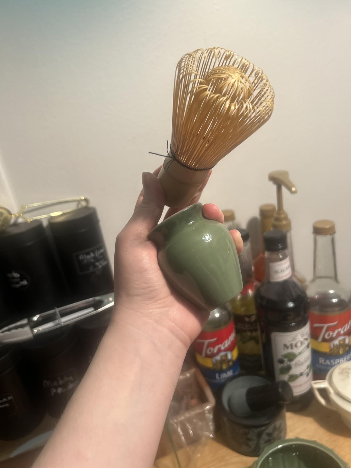 6-Piece Matcha Set, Matcha Whisk (Chasen) & Holder, Matcha Bowl with Spout, Sifter & Spoon, Bamboo & Ceramic, Dark Green customer photo 1