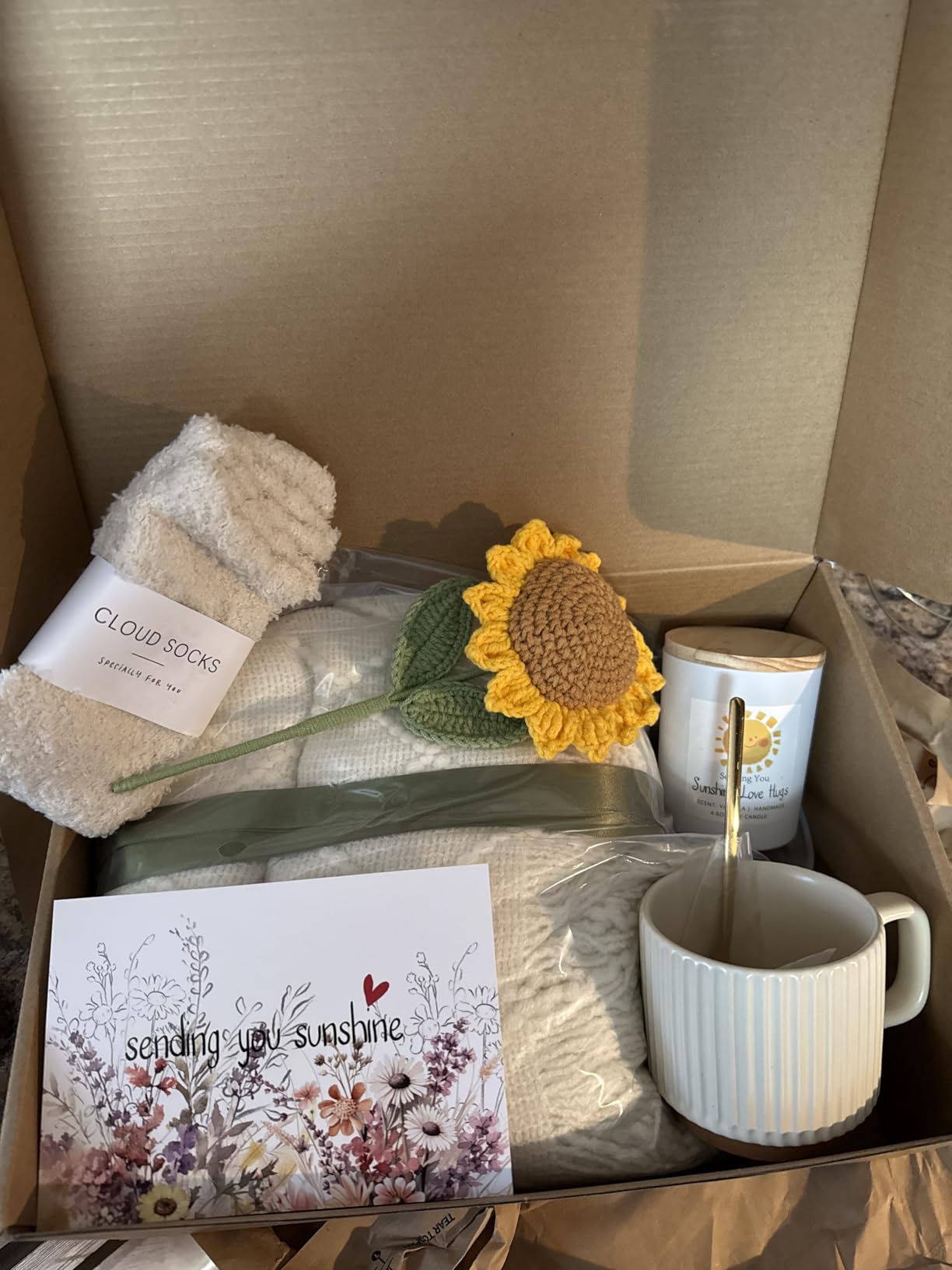 Sending Sunshine Sunflower, Thinking of You Care Package Unique Gift Baskets for Women, Best Friend Birthday and Get Well Soon customer photo 1