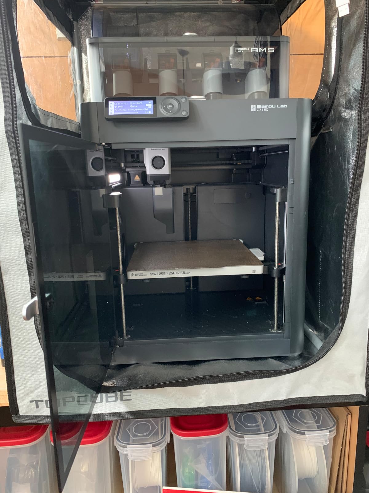 TOPCUBE 3D Printer Enclosure for Bambu Lab A1 Combo, Stainless Steel Frame Enclosure with LED Light, Fireproof Dustproof Noise Reduction Constant Temperature 3D Printer Cover, 838x588x588MM customer photo 1