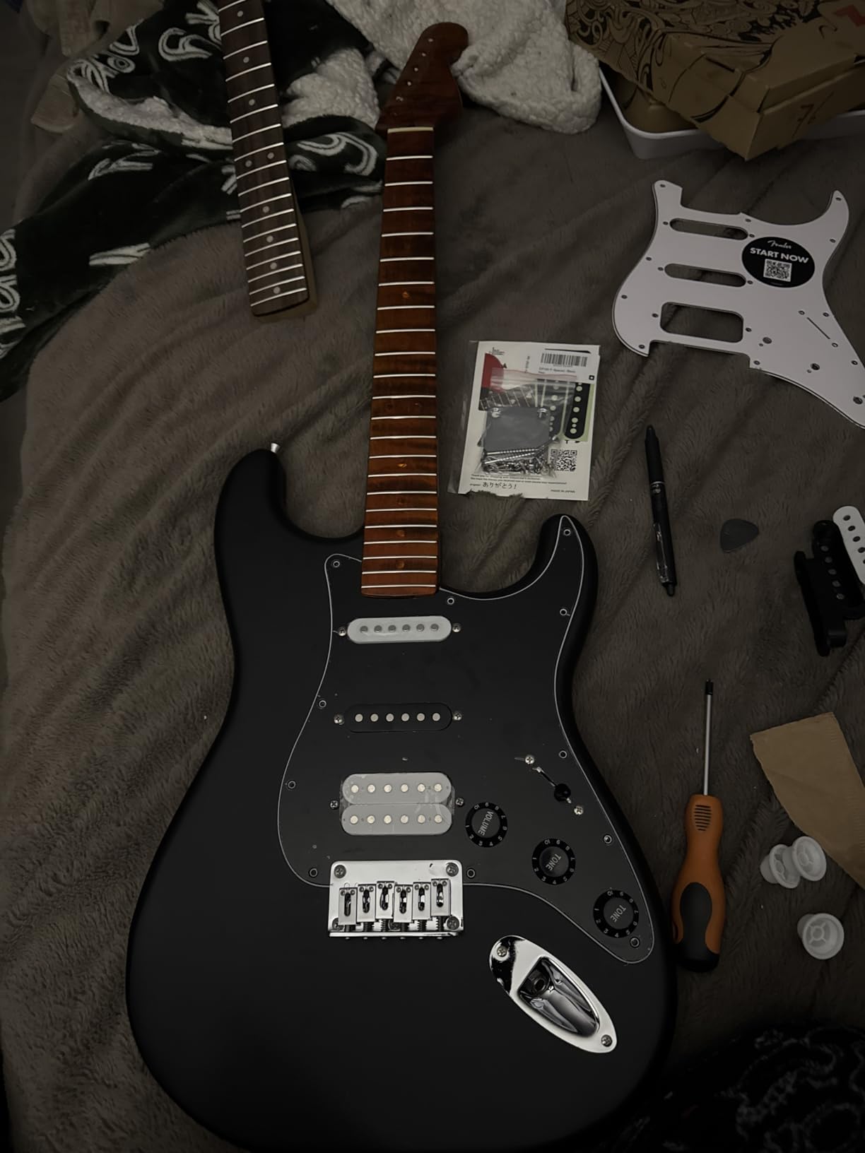 Fender Squier Debut Series Stratocaster HT HSS Electric Guitar, Beginner Guitar, 2-Year Warranty, Includes Free Lessons, Black with Satin Urethane Finish customer photo 1