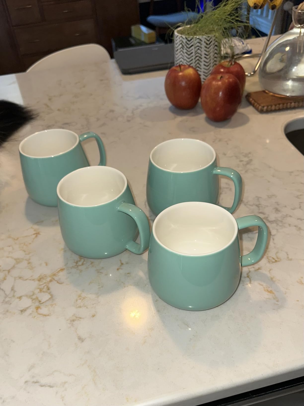 Teocera 16oz Ceramic Coffee Mugs Set of 4 - Stackable Latte Cups, Microwave, Dishwasher & Oven Safe - Ideal for Coffee, Cappuccino, Hot Chocolate, Housewarming Gifts，White customer photo 2