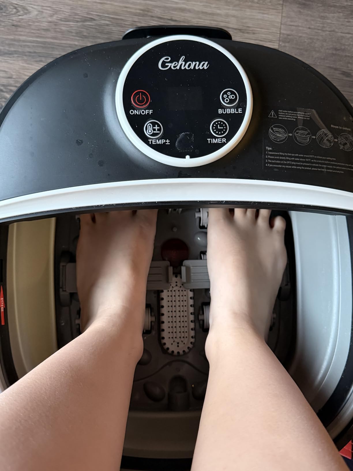 Collapsible Foot Spa Bath with Heat,Foot Massager with Two Side Supports,Leakage Protector,Temperature Control,Bubbles,Red Light,Timer,Feet Spa Tub,Feet Soaker,Gifts (Black) customer photo 2