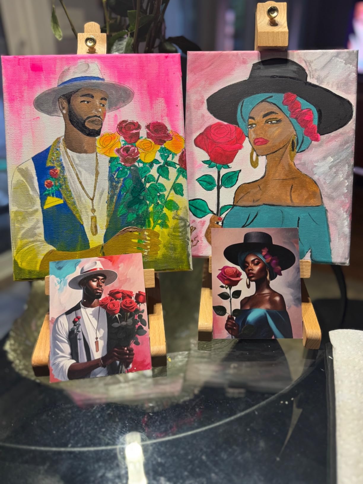 QUANWAISJ 2-Pack 10''x12'' Couples Painting Kit Date Night, Sip and Paint Kit for Adults with Pre-Drawn Canvas (Easels Included), Perfect for Date Night Painting and Sip Parties (Tree of Life) customer photo 2