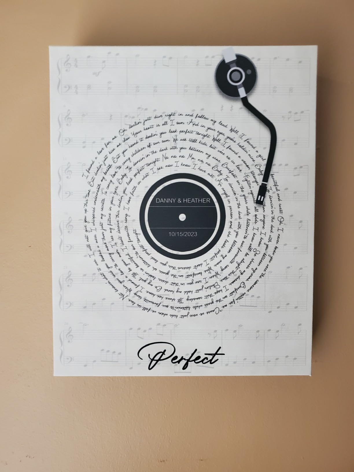 Custom Song Lyrics Poster Canvas Wall Art Print, Music Vinyl Collector's Framed Gift Featuring Song Lyrics In Sound Wave Form - Personalized Couples Gifts, Anniversary For Parents (Sound Wave Print) customer photo 1