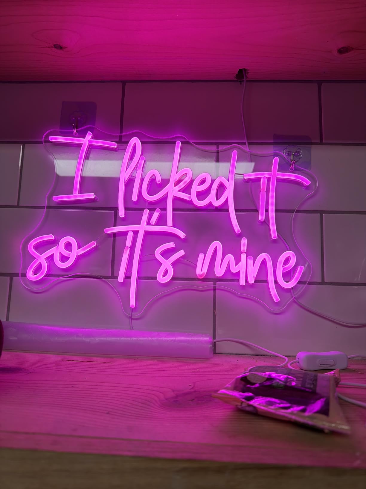 Neon Sign, What If It All Works Out Neon Signs for Wall Decor - Pink Motivational LED Light for Home, Office, Room - USB Powered Light Up Sign Decorations customer photo 1