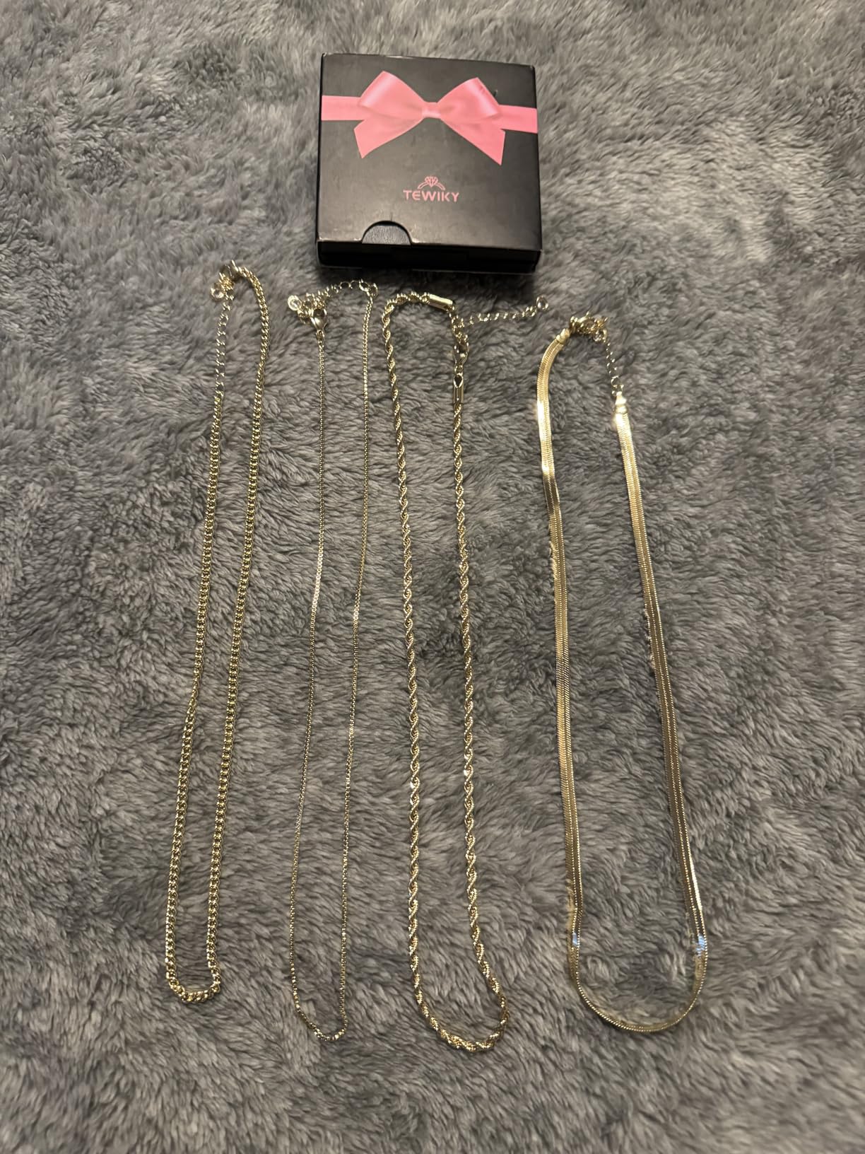 Layered Necklaces for Women Non Tarnish- Chunky 14k Gold Plated Herringbone/Snake/Rope/Box/Cuban Link Chain for Women Waterproof Layering Stack Choker Necklace Trendy Dainty Tarnish Free Jewelry Set customer photo 1