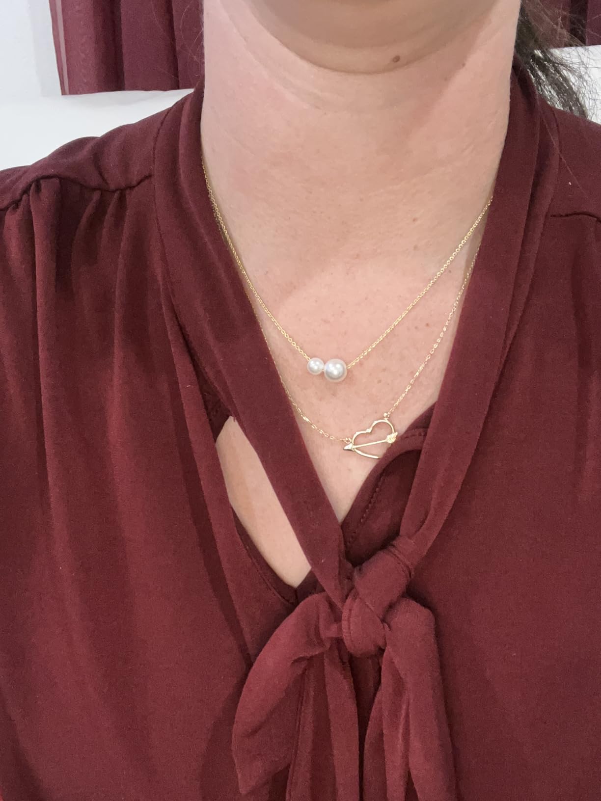 Pearl Necklaces for Women Trendy, 14k Gold Plated Dainty Necklace Simple Pearl Drop Single Charm Pendant Necklace Birthday Wedding Gifts Gold Jewelry for Women customer photo 1