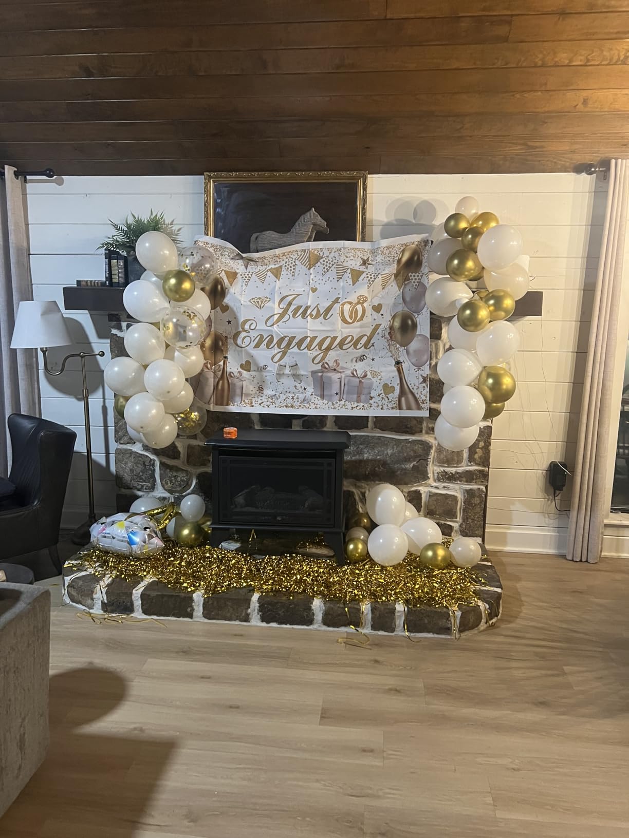 Engagement Party Decorations for Couple,White and Gold Balloon Arch Garland, Just Engaged Backdrop,MR and MRS Balloons customer photo 2