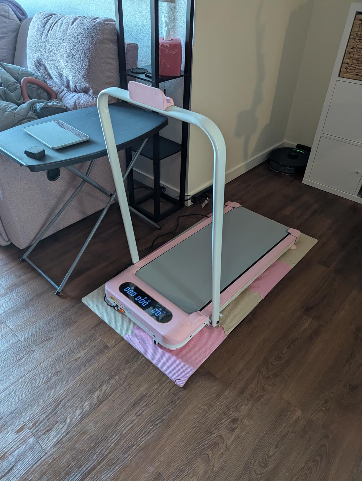 Foldable Treadmill with 10% Incline, Upgrade 3.5HP Low Noise Walking Pad Treadmill with Handle Bar, Trisomy 4 in 1 Portable Under Desk Treadmills for Home/Office, 350Lbs Capacity, APP & Remote Control customer photo 1