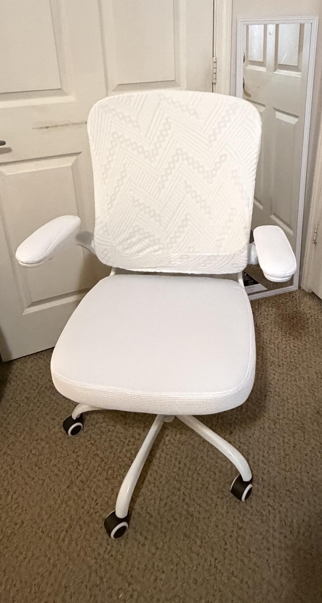 TRALT Ergonomic Office Chair - Desk Chair with Adjustable Lumbar Support Computer Chair - Mesh Comfy Chair with Flip-up Armrests - Gaming Chairs for Adults Home Office (Leather, White) customer photo 1