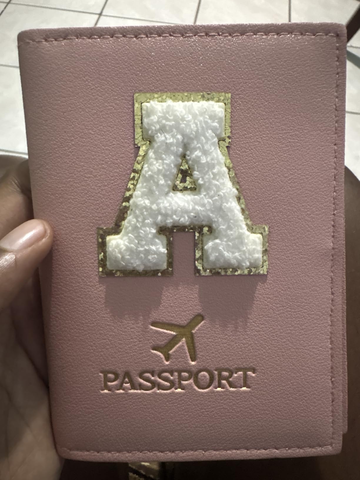 COSHAYSOO Initial RFID Passport Holder for Travel Women Passports Cover Case Air Essentials Airplane Flight Accessories Airline Plane Flying Must Haves Christmas Gift Butterfly Letter Hot Pink A customer photo 1