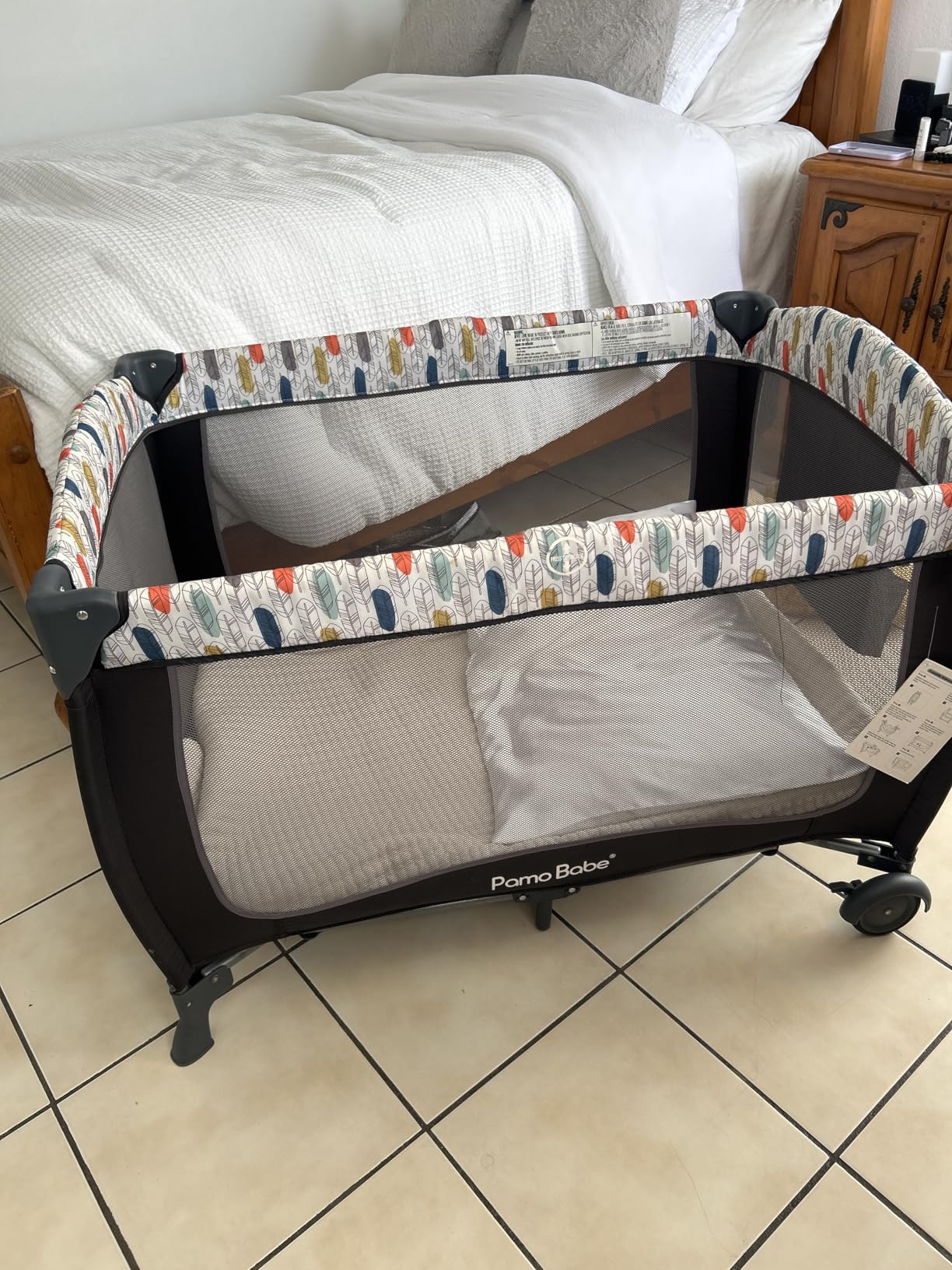Pamo Babe 7 in 1 Pack and Play, Bassinet, Portable Crib, Diaper Changer, Magic Fold™ Quick Setup Playard with Mattress, Mosquito Net, Zipper Door, Toy Arch for Newborn to Toddler customer photo 2
