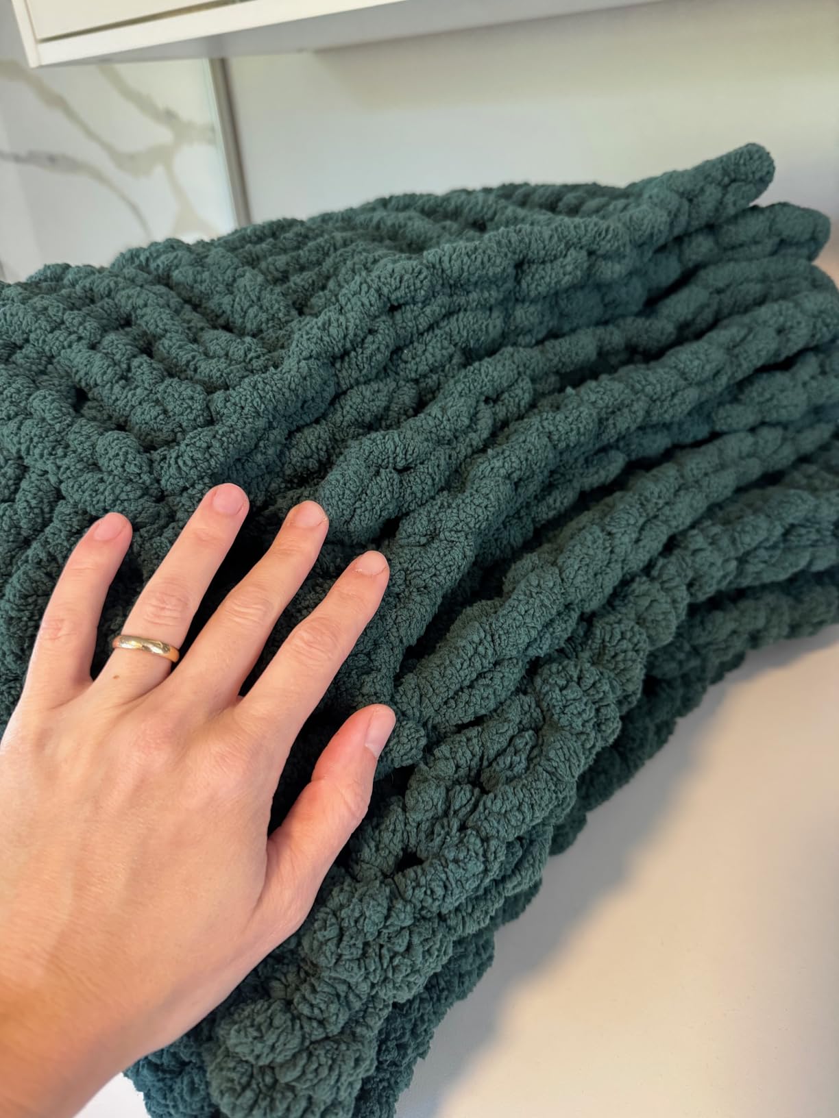 Battilo Bluish Grey Chenille Throw - Chunky Knit 50x60 Cable Knit customer photo 2