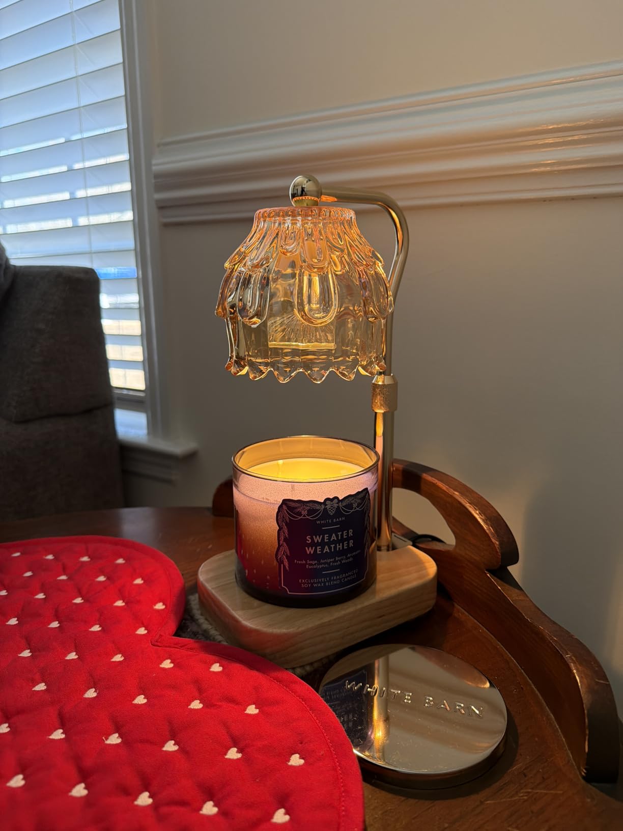 Candle Warmer Lamp with Timer Dimmer, Modern Wax Warmer for Scented Wax Jar Candle Warmer with 2 Bulbs, Adjustable Height Glass Lamp for Gifts for Women, House Warming Gifts, Home Decor, Gold Amber customer photo 1