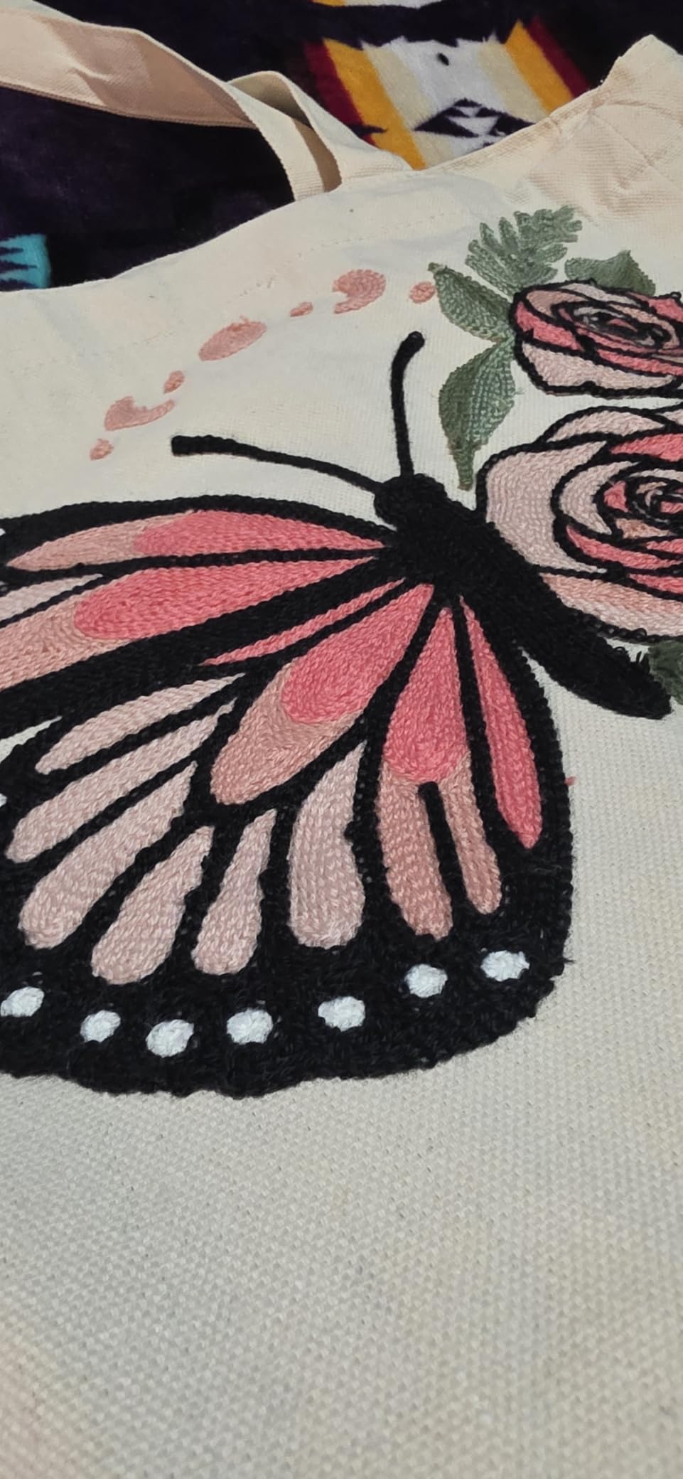 Embroidery Canvas Tote Bag for Women - Reusable Tote with Buckle Aesthetic Cute Shoulder Bag for Shopping, Grocery customer photo 1